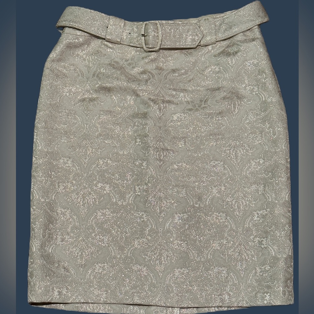 Ann Taylor Size 10 Ivory with Gold Metallic Thread Brocade Skirt. Excellent cond